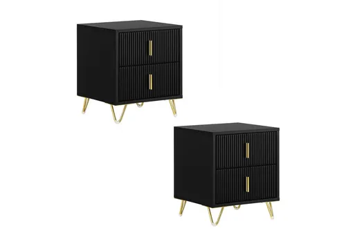 SoBuy Nachttisch FBT115, Sofatisch Couchtisch, Nachttisch 2er set, 2er Set, Nachtschrank mit 2 Schubladen, Beistelltisch, Nachtkommode