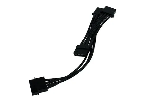 Phobya Y-Kabel 4Pin auf 3x 4Pin Molex Einzel Sleeving 40cm - Schwarz