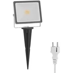 ledscom.de LED Gartenstrahler FLIN mit Erdspieß & Stecker für außen, Scheinwerfer, weiß, IP66 wasserfest, 10,923W 837lm warm-weiß