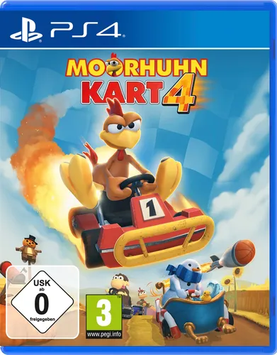 Moorhuhn Kart 4 - [PlayStation 4] - PS4 Simulation Spiel mit neuem Rennerlebnis! Erlebe rasante Rennen mit verbesserter Fahrphysik, Crossplay und Online-Multiplayer für 8 Spieler. Tritt gegen verrückte Hühner an und nutze strategische Items!