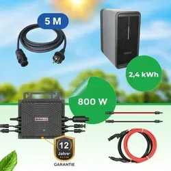 Marstek B2500-D 2,24 kWh Balkonkraftwerk Speicher + HSEU-800D WiFi Wechselrichter inkl. 5 m Kabel, erweiterbar auf bis zu 6,72 kWh,