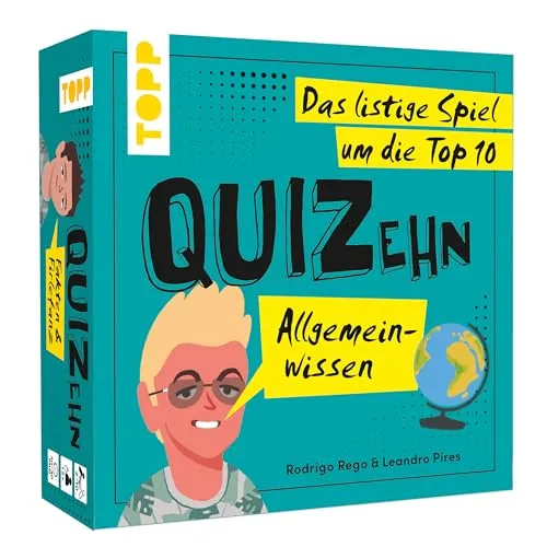 QUIZehn – Allgemeinwissen. Das listige Spiel um die Top 10. Partyspiel mit 100 irrwitzigen Quizfragen zu wirklich unnötigem Wissen, Yellow