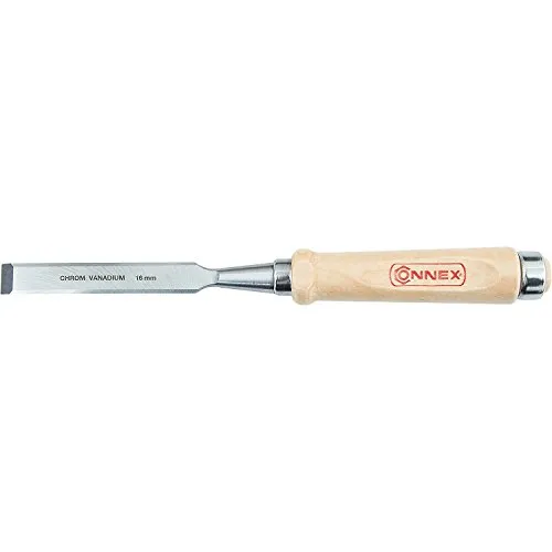 Connex COX861016 Stechbeitel mit Ulmer Heft aus Weißbuche und Chrom-Vanadium-Klinge mit Seitenfase, Breite 16 mm