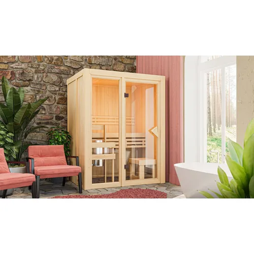 Chillroi Sauna View 1 SET mit 3,6 kW Bio Ofen von Karibu