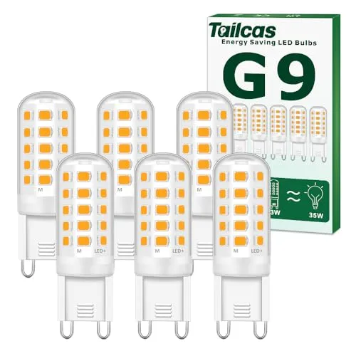 Tailcas G9 LED Lampe Warmweiß 3000K, 3W LED Lampen Ersatz für 30W 40W 50W Halogenlampe, G9 LED Leuchtmittel 350LM, Nicht dimmbar, Kein Flimmern, 360° Abstrahlwinkel, AC 220-240V, 6 Stück