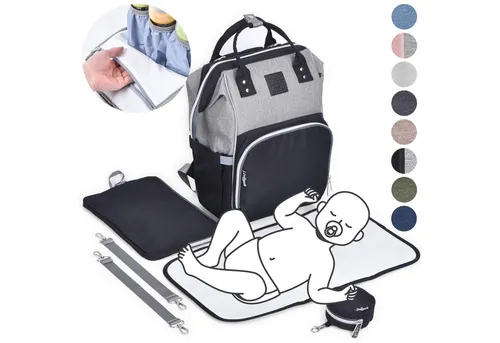 Daliya® PAKMI Wickelrucksack - Wickeltasche mit 13 Fächern, isolierten Thermotaschen für Babynahrung und ergonomischen Trageriemen – ideal für moderne Eltern unterwegs.