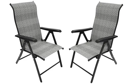 DEGAMO 2X Klappsessel Antibes - Hochlehner für Garten und Balkon - Essstühle: 2x Hochlehner Gartensessel aus wetterfestem Polyrattan, 7-fach verstellbar und klappbar, perfekt für Balkon, Garten oder Camping.