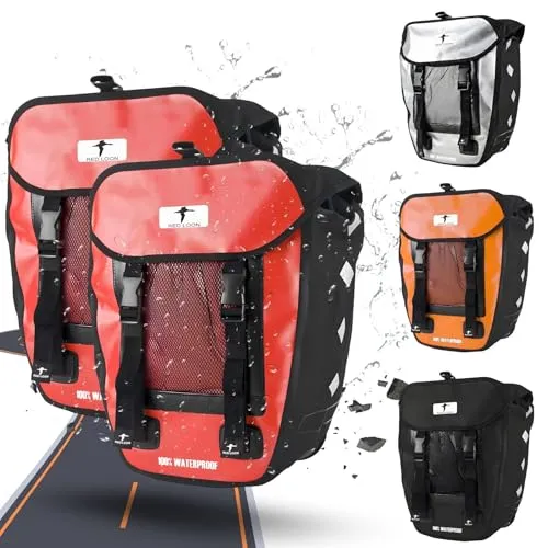 Red Loon 2X Pro Gepäckträgertasche Fahrradtasche Gepäckträgertasche LKW-Plane wasserdicht rot/schwarz