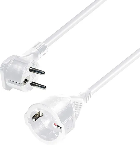 Cee 7/7 Flachstecker --Verlängerung cable mit Winkelstecker nur 10 mm dick, passt perfekt hinter alle Möbel, 2,0 m, weiß