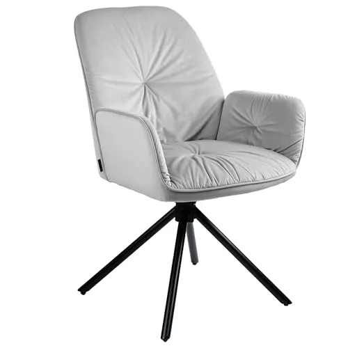 exitodesign Drehstuhl Esszimmer Koen 59x62x89 cm - Esszimmerstühle Gesteppt 360° Drehbar Bürostuhl Stuhl - für Esszimmer Küche Wohnzimmer Salon Schreibtisch (Hellgrau)