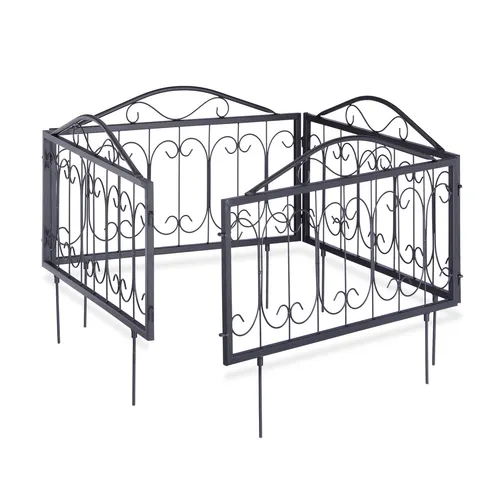 Beetzaun Beetumrandung Gartenzaun Zierzaun Steckzaun - Kanteneinfassungen aus flexiblem Metall, ideal für nostalgische Gartenakzente, einfach zu installieren und mit einer Höhe von 47 cm perfekt für Beete.