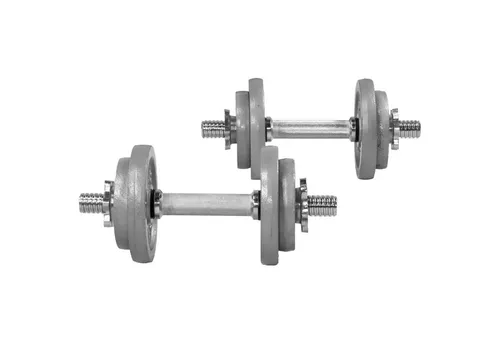 GORILLA SPORTS Kurzhantelset 20 kg mit Gusseisen Hantelscheiben - Kurzhanteln aus massivem Gusseisen, ideal für intensives Oberkörpertraining. Mit 31 mm Lochbohrung für individuelle Gewichte und langlebiger Pulverbeschichtung in dezentem Silber-Grau.