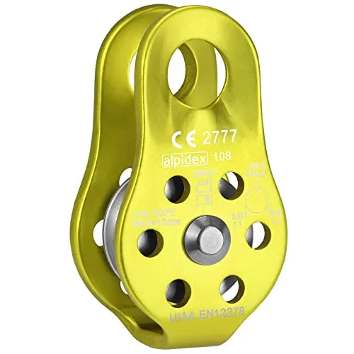 ALPIDEX Seilrolle Umlenkrolle 22 kN - Fix Pulley Flaschenzug - geeignet für Textilseile bis 13 mm Durchmesser - EN12278, Farbe:Lime