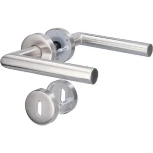 Alpertec Türbeschlag Fair I-R BB, silber, für Zimmertüren, Edelstahl, Rosettengarnitur