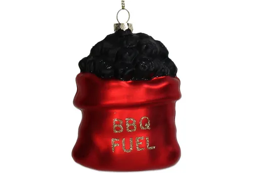 HD Collection Christbaumschmuck, Christbaumschmuck 10cm Glas Grillkohle Figur Rot / Schwarz