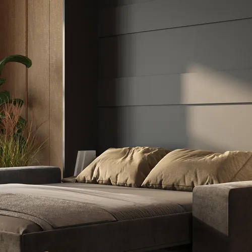 SMARTBett Schrankbett mit Weiss Sofa M1 160x200 Vertikal