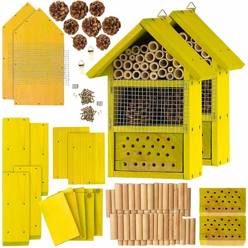 Royal Gardineer 2er-Set Insektenhotel-Bausätze, Nisthilfe und Schutz, extra-tief