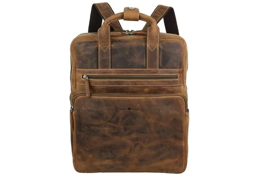 Greenburry Vintage Rucksack Leder mit Laptopfach 38 cm - Blau - Rucksack aus hochwertigem Leder, ideal für Laptop und Alltag, stilvolles Vintage-Design für moderne Abenteurer.
