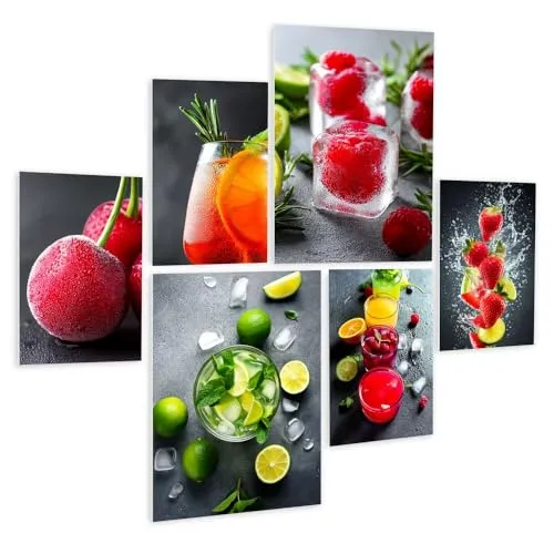 artissimo, Bilderset 6er-Set aufhängefertig, PE6767-DS, Wandbilder-Set Küche, Küchendeko modern, moderne Küchenbilder, Essen und Trinken: Cocktails, Aperol