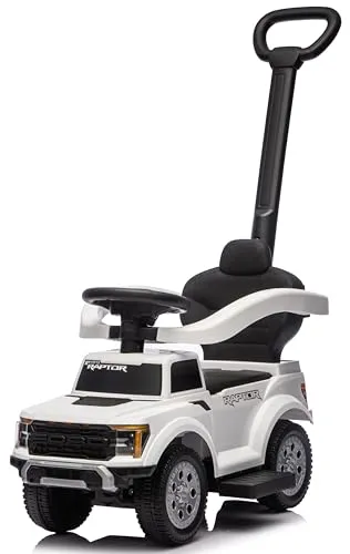 sun baby Rutschauto Fort Raptor – ab 1 Jahr mit Schieber, große Geländereifen, LED-Lichter, bis 25 kg, Weiß