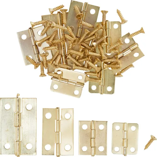 Scharniere mit Schrauben - 12 Stück - Metall-Scharniere in elegantem Gold, ideal für DIY-Projekte und kreative Bastelarbeiten. Perfekt für alle, die Wert auf Qualität legen.