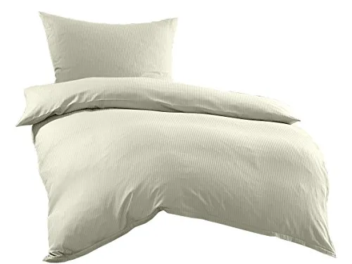 Bettwäsche-mit-Stil Mako-Satin Damast Streifen Bettwäsche Linea 4mm - Elegante Bettwäsche aus 100% Baumwolle im feinen Streifenmuster (4mm). Größe: 135x200 + 80x80. Gewebt für besondere Haptik, mit verdecktem Reißverschluss und nach Oeko-Tex Standard 100 zertifiziert. Ideal für stilvolle Schlafzimmer.