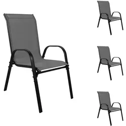 Stapelstuhl Anthrazit 4er Set - Outdoor Gartenstuhl aus Metall - Gartenstühle, 4er Set aus pulverbeschichtetem Stahl, wetterbeständig und platzsparend stapelbar für Ihren perfekten Außenbereich.