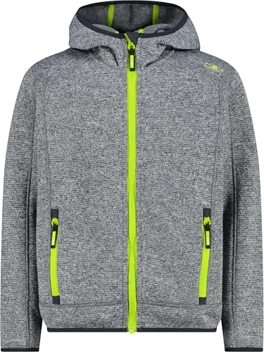 CMP KID Jacket FIX Hood ice-titanio (02XT) 152 - Outdoor Freizeitjacken für Kinder, ideal für aktive Abenteuer mit innovativer Knit-Tech-Technologie für Wärme und Atmungsaktivität.