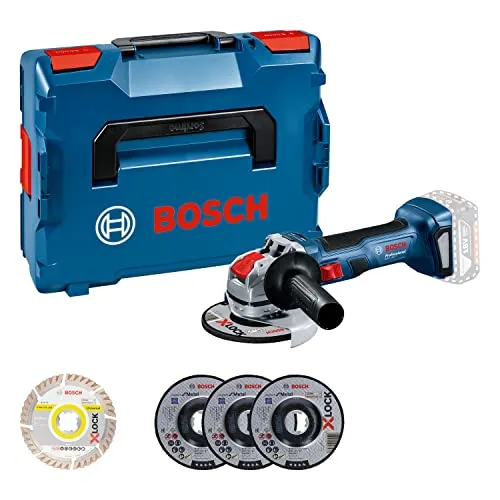 Bosch Professional 18V System Winkelschleifer GWX 18V-7 mit X-LOCK (5x Trenn/ Schleifscheiben-Set, 1x125mm Schutzvorrichtung, Handgriff, L-BOXX) - Amazon Exclusive