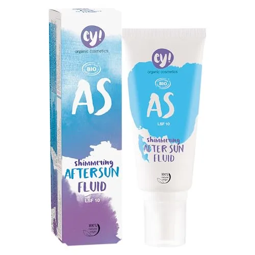 ey! organic cosmetics Shimmering Aftersun Spray SPF 10 vegan, ohne Mikroplastik, Naturkosmetik für Gesicht und Körper, 1er Pack (1 x 100ml)