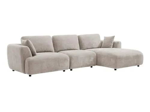 Vente-unique - Ecksofa, rechts, aus Stoff, Beige Tindralo