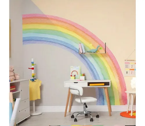Montegoni Wandtattoo Wandtattoo XXL Regenbogen Sterne Kinderzimmer Aufkleber bunt Wanddeko (Wandsticker süße Wanddeko Wandbild Junge Mädchen), XXL Kinderzimmer Sticker, Wanddeko Wandbild Junge Mädchen