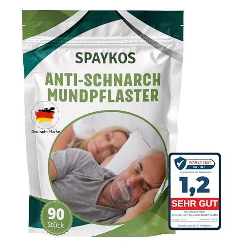 SPAYKOS® 90x anti-schnarch Mundpflaster Schlafen, was gegen Schnarchen, Mouth Tape for sleeping, Schnarchpflaster, Schnarchstopper für erholsamen Schlaf auch für Bartträger Mundtape.