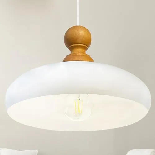 Bamyum Pendelleuchte Androa – Moderne Deckenlampe Ø40 cm - Stilvolle 1-flammige Deckenlampe aus Holz und Metall, einfach zu installieren und ideal für jedes Zuhause. Kompatibel mit LED, Halogen und dimmbaren Leuchtmitteln.