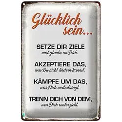 Roomando Metallschild Blechschild Spruch 20x30cm glücklich sein glaube an dich 20x30