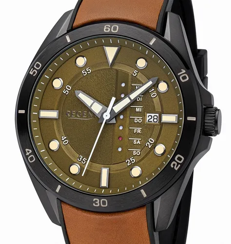 Regent Steel DAY-DATE BA635 Seiko-Werk Herrenuhr 44 mm