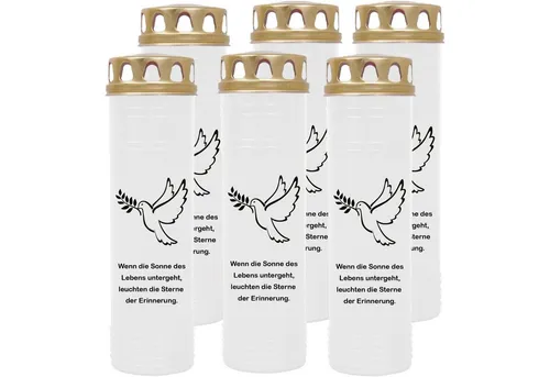 HS Candle Grabkerze 170h Brenndauer (6-tlg), H26cm x Ø7cm, wind- & wetterfest, sofort einsatzfähig