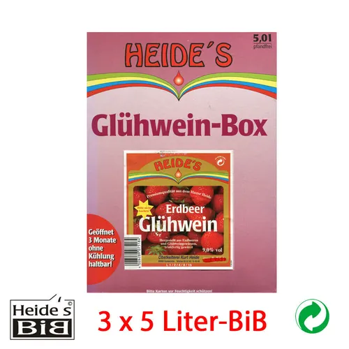 Glühwein Erdbeere 9,5% Alc., 3 x 5 Liter-BiB - 3er-Pack