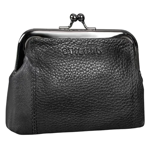 STILORD 'Goldie' Kleines Portemonnaie Damen Leder - Damen-Geldbörsen mit Vintage-Design, aus echtem Rindsleder und sicherem Knipsverschluss, perfekt für stilbewusste Frauen, die kompakte Raffinesse lieben.