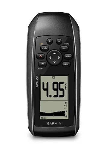 Garmin 73 GPS Handgerät Schwarz - Tragbares Marine GPS mit hochempfindlichem Empfänger, speichert bis zu 1.000 Wegpunkte und 100 Tracks. Ideal für Bootsfahrer und Angler – wasserdicht und mit SailAssist für präzise Navigation.