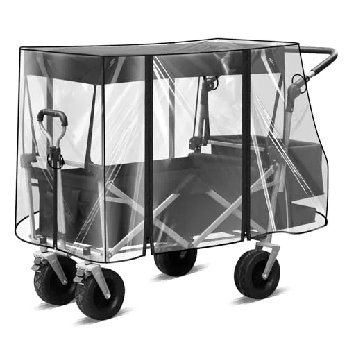 LEKEFETO Regenschutz für Bollerwagen, Bollerwagen Regenschutz mit Reißverschluss, Faltbare Transparent Regenverdeck, Bollerwagen Zubehör, Strand RegenschutzhüLle Verdeck
