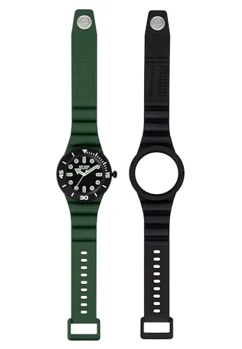 HIP HOP Herrenuhr HWU1236 Master Zifferblatt einfarbig schwarz Quarz-Uhrwerk und Silikonarmband grün, schwarz, Armband, Herren Uhr