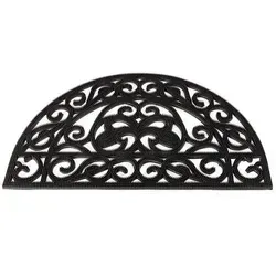 Gummimatte Türvorleger Fußabtreter mit Noppen Schwarz 45x75cm D-Form Modell Iron