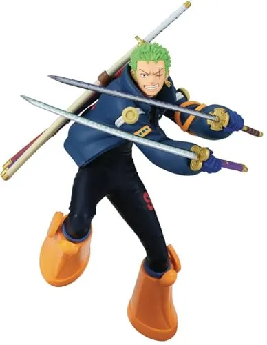 Banpresto Zoro Statue mit Katanas - 16 cm - Model Statuen, aus ungiftigen Materialien gefertigt, ideal für kreatives Spiel und einfach mitzunehmen.