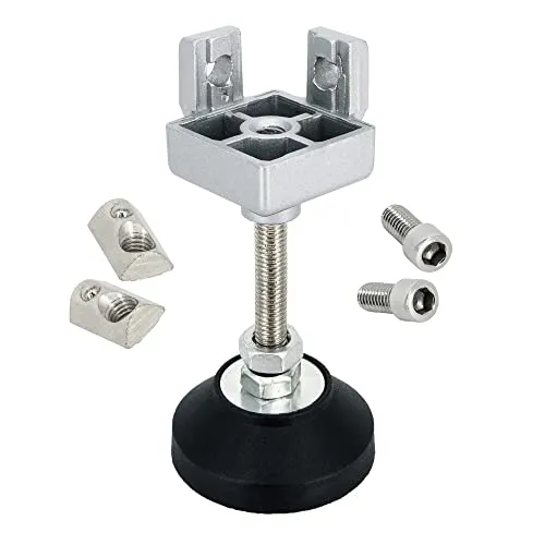 SCHMIDT systemprofile Fußverbinder 40x40mm - Höhenverstellbare Standfüße für Aluminiumprofile, ideal für individuelle Projekte. Belastbarkeit pro Fuß: 30 kg. Einfache Montage in Nut 8.