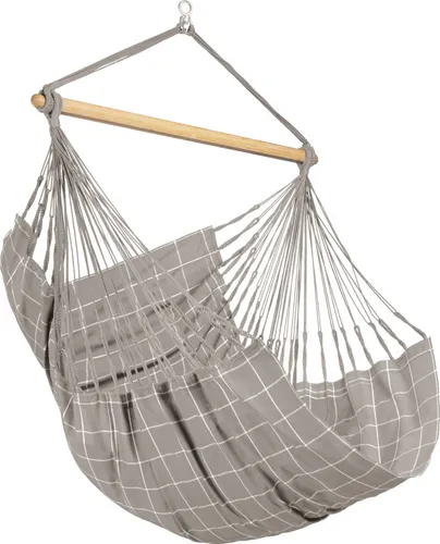 La Siesta Hängesessel, Weiß & Hellgrau - Wetterbeständiger Hängesessel aus Bambus und Textil, ideal für Gartenmöbel. Genießen Sie entspannte Stunden im Freien!