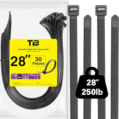 TDEBSSY Kabelbinder Schwarz 700mm x 12,4mm, 30 Stück, UV-Beständig, 113kg Zugfestigkeit