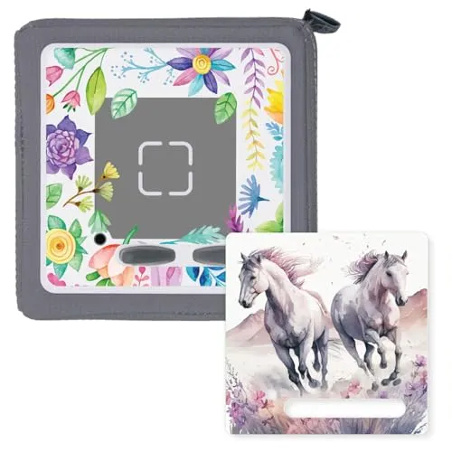 younikat 2er-Set Schutzfolie Schutzcover für Toniebox passgenau geschnitten Selbstklebende Folie I Pferde und Blumen Motiv I kreatives Zubehör I dv1557