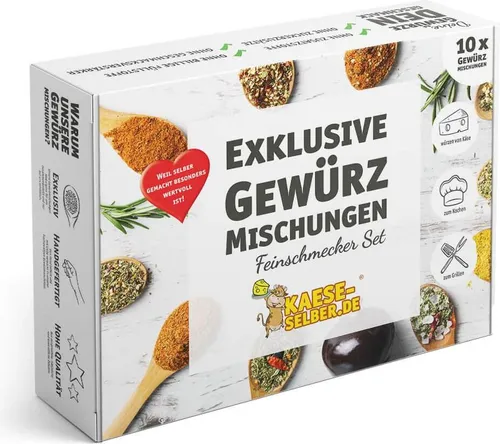 Exklusive Gewürzmischungen - Feinschmecker Set - Sonstiges Küchenzubehör mit 10 exklusiven Gewürzmischungen und Rezeptmagazin für kreative Gerichte ohne Zusatzstoffe. Ideal für Hobby- und Profiköche, die natürliche Aromen lieben!