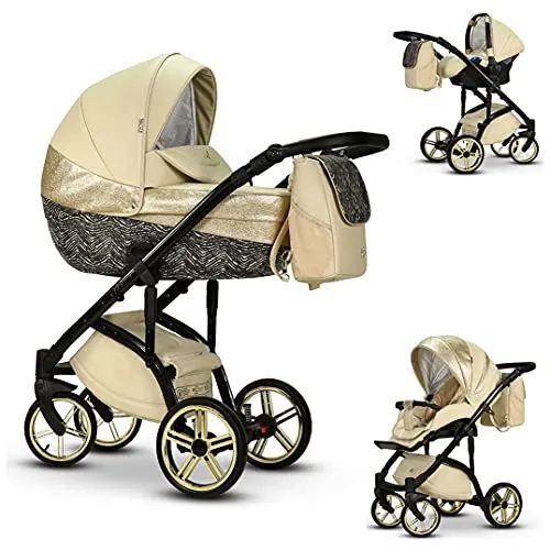 Kinderwagen-Set 4 in 1 Vip Lux inkl. Sportsitz und Autositz - 12 Teile - in 18 Farben